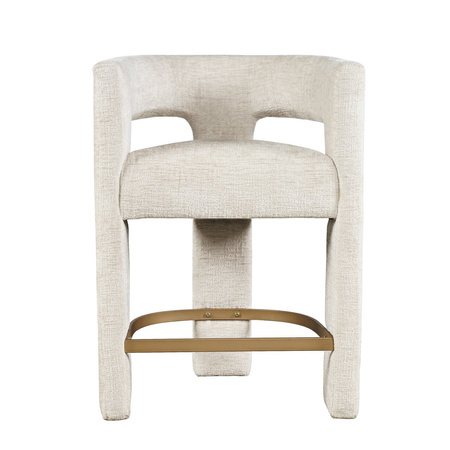 Elegancki hoker tapicerowany- krzesło barowe - jesnobezowy- Leith
