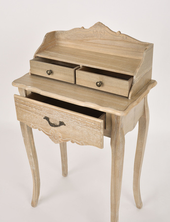 Sekretarzyk prowansalski – konsola rustykalna z rzeźbieniami i przetarciami