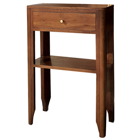 Konsola drewniana 60 cm z szufladą i półką – kolor WALNUT