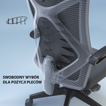 Fotel obrotowy ANGEL Spino - Ergonomiczne krzesło biurowe szare