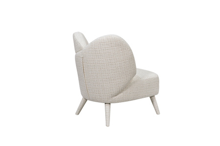 Fotel wypoczynkowy vintage z beżowej tkaniny boucle – retro design i elegancja