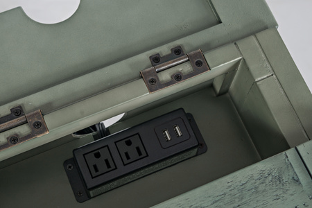 Szafka nocna- Rustykalny turkusowo-miętowy z gniazdem USB