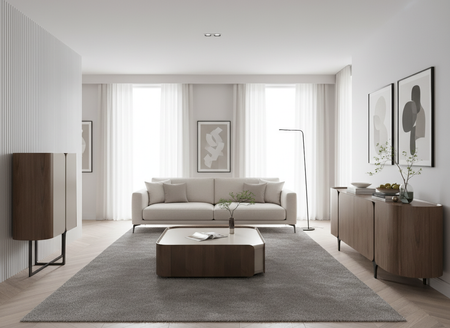 Stolik kawowy z kaszmiru i orzecha włoskiego z 2 szufladami