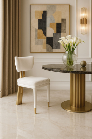 Krzesło glamour białe ze złotymi nogami