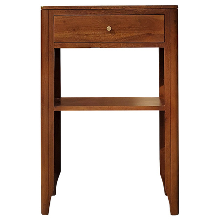 Konsola drewniana 60 cm z szufladą i półką – kolor WALNUT