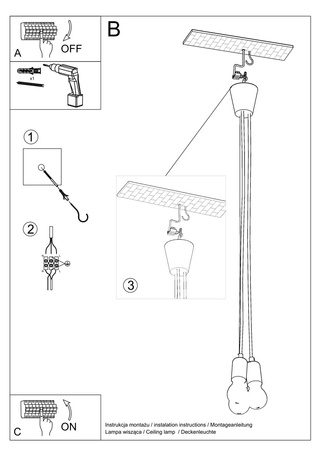 Lampa wisząca DIEGO 3 pomarańczowy