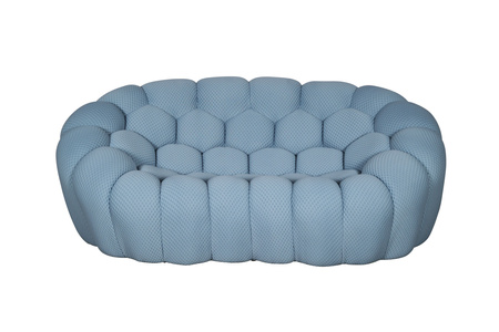 Futurystyczna sofa do salonu w błekitnoszarym kolorze- NUA