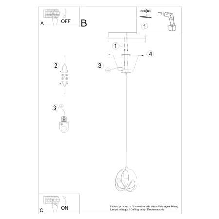 Lampa wisząca TULOS 1 biała