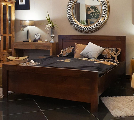 Łóżko z litego drewna mango 140x200 cm – ciepły brąz, ZEN