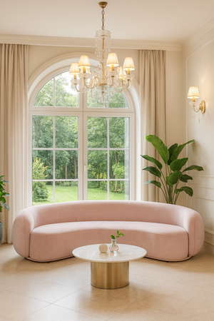 Sofa w stylu Art Deco w kolorze różowym- Nua