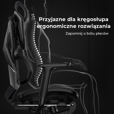Fotel ergonomiczny gamingowy Angel Furia Black