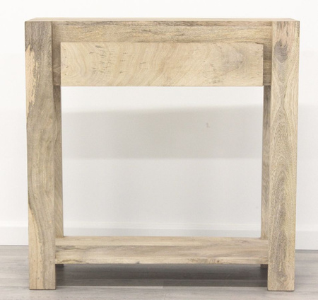 Konsola z litego drewna mango z półką i szufladą 80 cm -natural