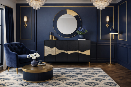 Elegancka komoda czarna z asymetrycznym wzorem - 150 cm