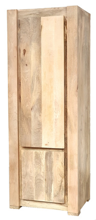 Wąska szafa z litego drewna mango -kolor naturalny