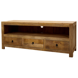 Szafka RTV drewniana 152 cm z litego drewna mango –jasny brąz toffi