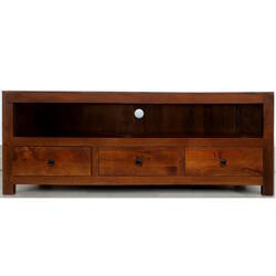 Szafka RTV drewniana 152 cm z litego drewna mango – ciepły brąz