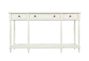 Avola Antique White - długa stylowa konsola z szufladami i półką 