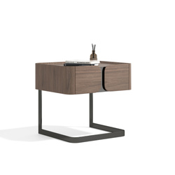 Minimalistyczna szafka nocna orzech włoski z metalową podstawą