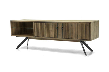 Komoda RTV drewniana 160 cm z lamelami modern vintage