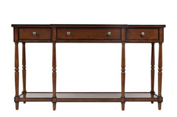 Avola antique Mahogany - długa stylowa konsola z szufladami i półką 