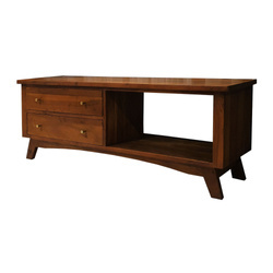 Szafka RTV drewniana 140 cm z litego drewna akacji – kolor WALNUT